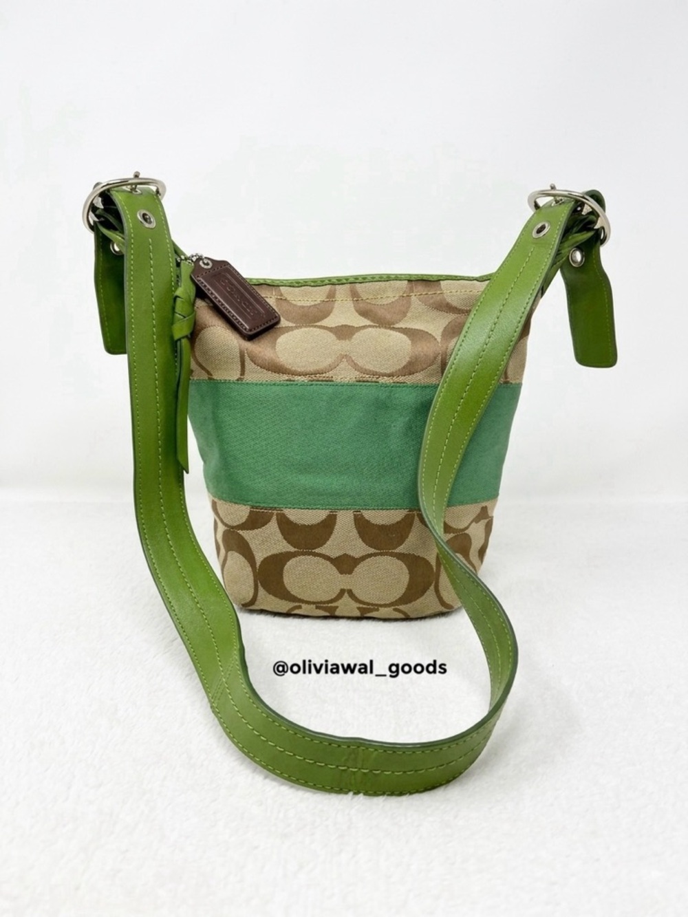 EUC Coach Bleecker Green Signature Canvas Crossbody Bag